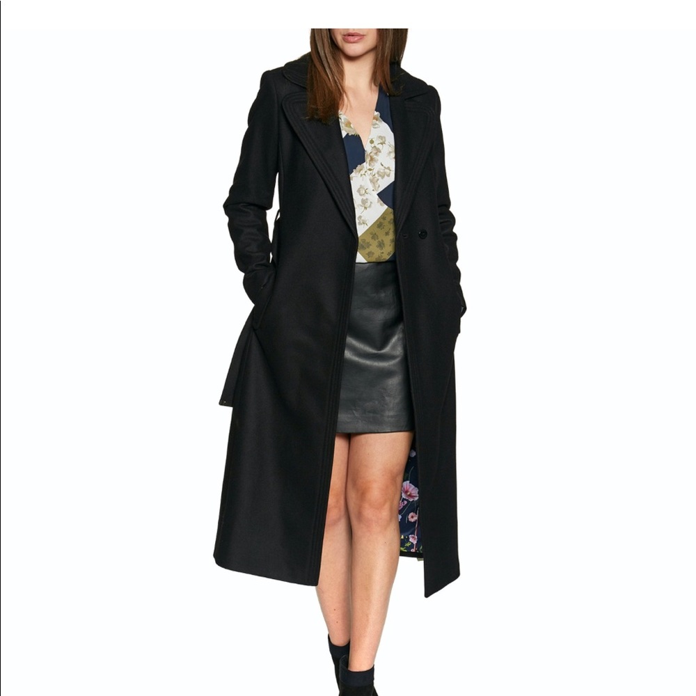 Ted Baker A Touch Of Cashmere Black Wool Coat